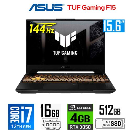 LAPTOP GAMER ASUS TUF FX507Z I7-12700H RAM 16GB SSD 1TB T. VIDEO RTX 3050 4GB 15.6 FHD IPS 144HZ RGB