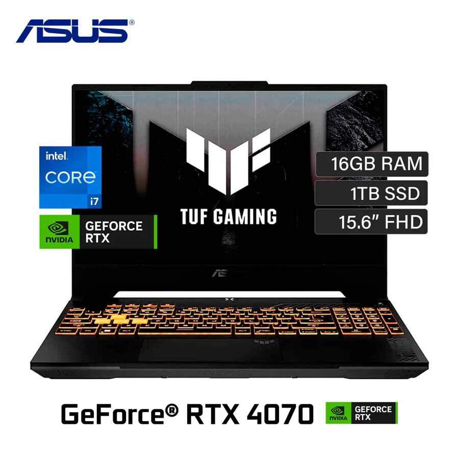 LAPTOP GAMER ASUS TUF FX507ZI I7-1360H RAM 16GB SSD 1TB  T. VIDEO RTX 4070 8GB 15.6 FHD IPS 144HZ