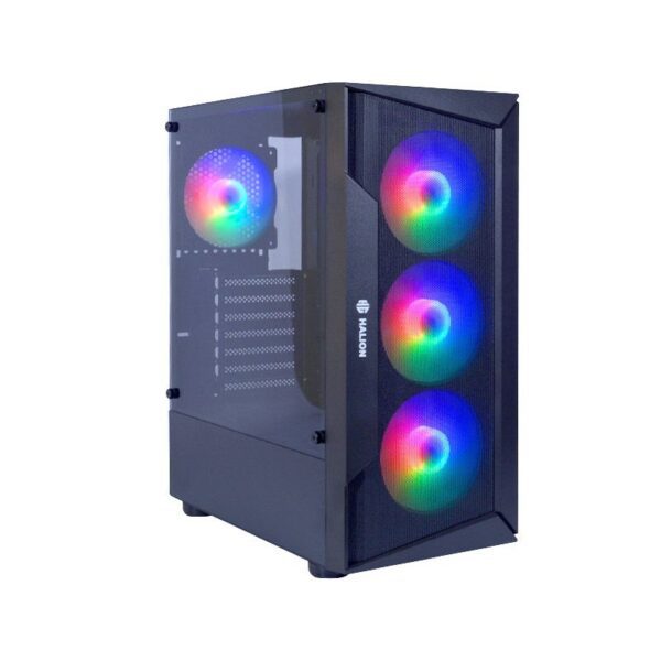 CASE GAMER HALION MARTE CR28 ( CR28 ) C/ FUENTE 500W | NEGRO | MALLA | PANEL VIDRIO TEMPLADO | 4 COOLER FAN | LED-RGB