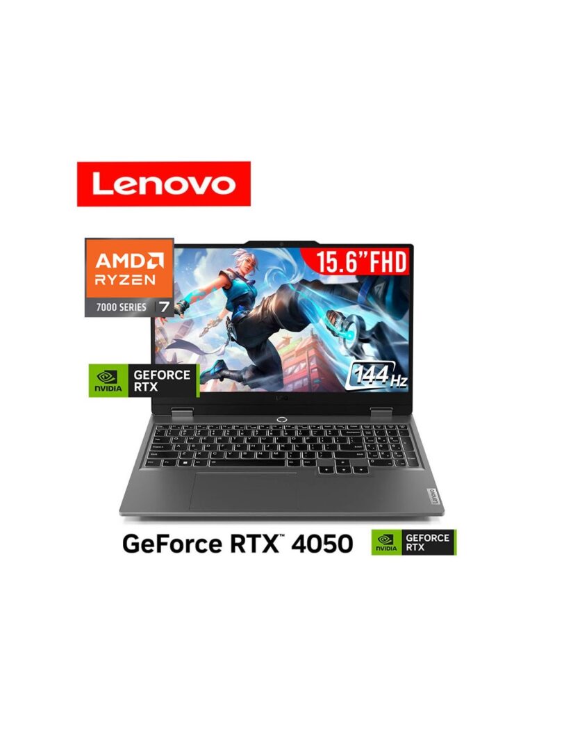 LAPTOP LENOVO LOQ 15ARP9 AMD RYZEN 7 7435HS 24GB RAM 512GB SSD RTX 4050 6GB 15.6 FHD IPS 144HZ