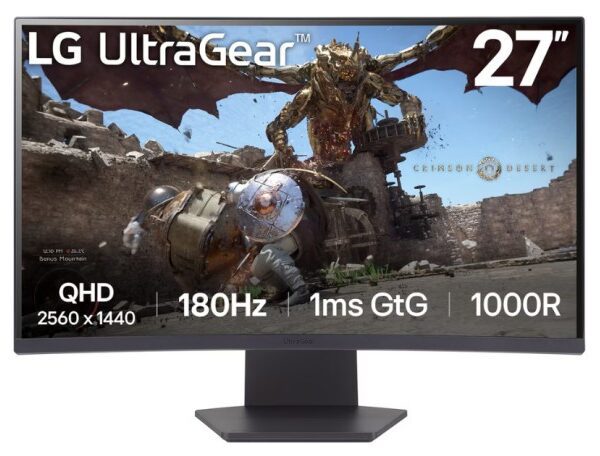 MONITOR GAMING LG UltraGear 27GS60QC-B, 27" Curvo VA, QHQ, 180Hz, 1ms, FreeSync