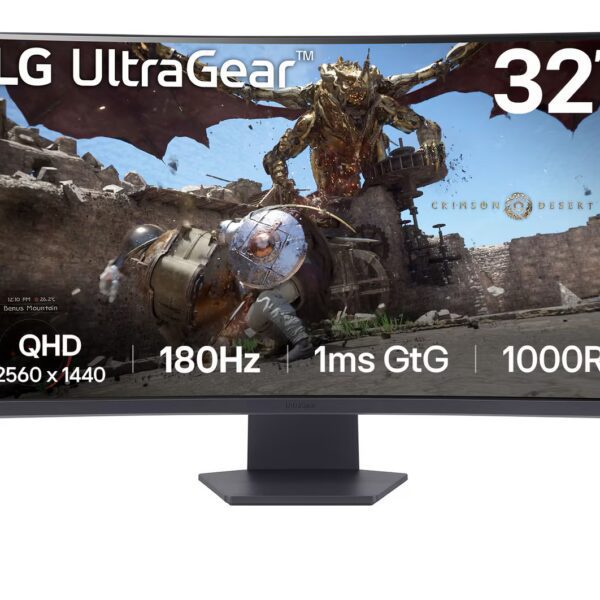 MONITOR GAMING LG UltraGear 32GS60QC-B, 32" CURVO VA,  2k QHD, 180Hz, 1ms, FreeSync