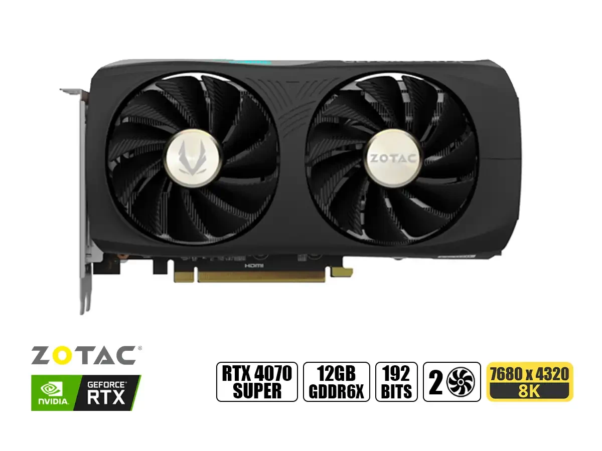 Tarjeta De Video Zotac Rtx 4070 Super Twin Edge Oc 12gb Gddr6x (zt-d40720h-10m) Geforce Nvidia 192 Bits, 2 Ventiladores
