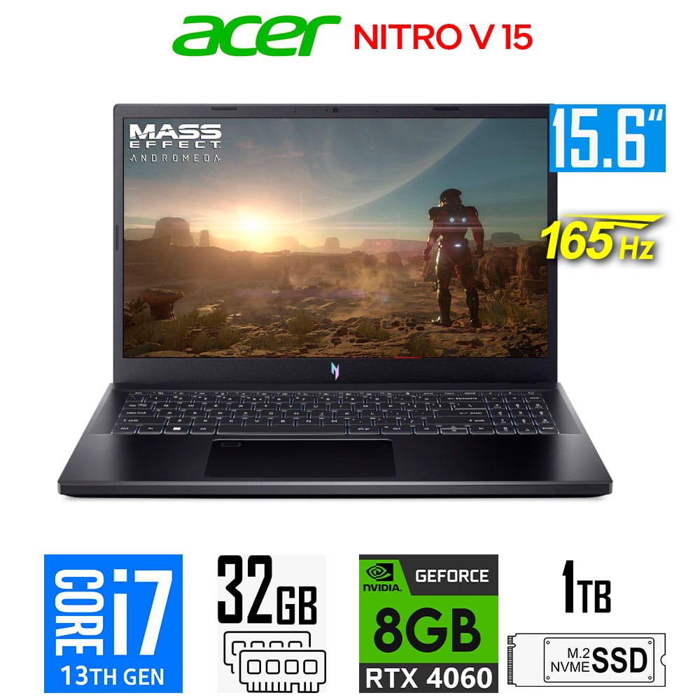 Acer Nitro V 15 ANV15, Core i7-13620H, RAM 32GB, 8GB RTX4060, 512GB SSD, 15.6″ FHD 165Hz