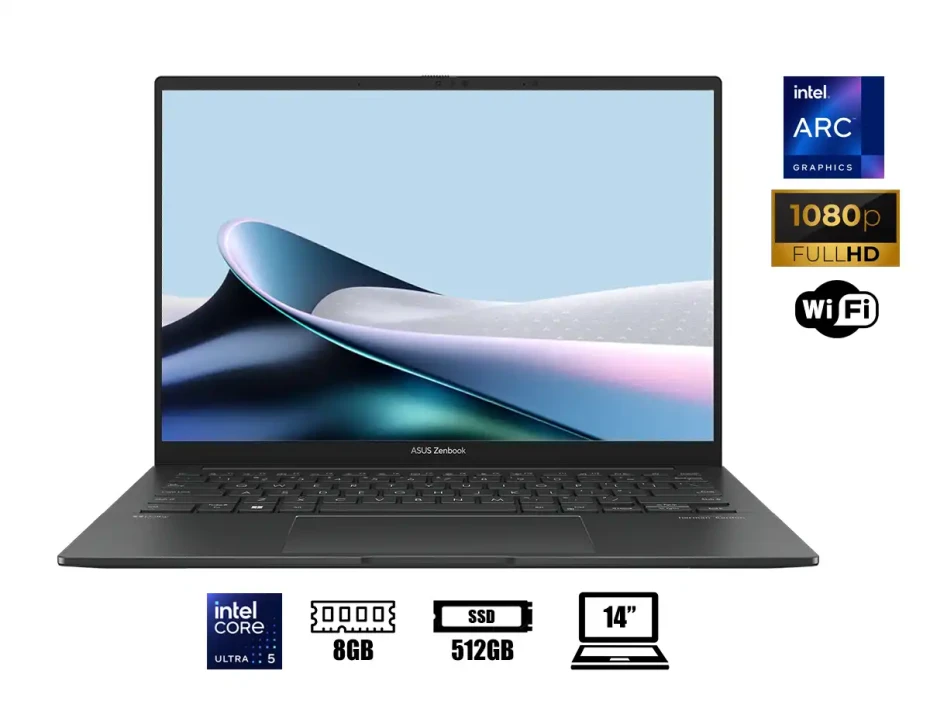Laptop Asus Core Ultra 5 125h Zenbook Q415ma-u5512 (q415ma-u5512) Pantalla 14″ Fhd Oled, Ram 8gb, Ssd 512gb, Touchscreen, Win11, Gray