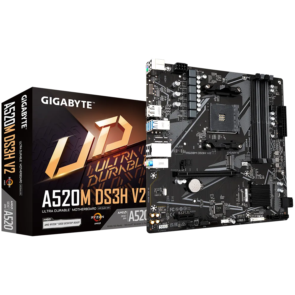MAINBOARD GIGABYTE A520M DS3H V2, AM4, AMD