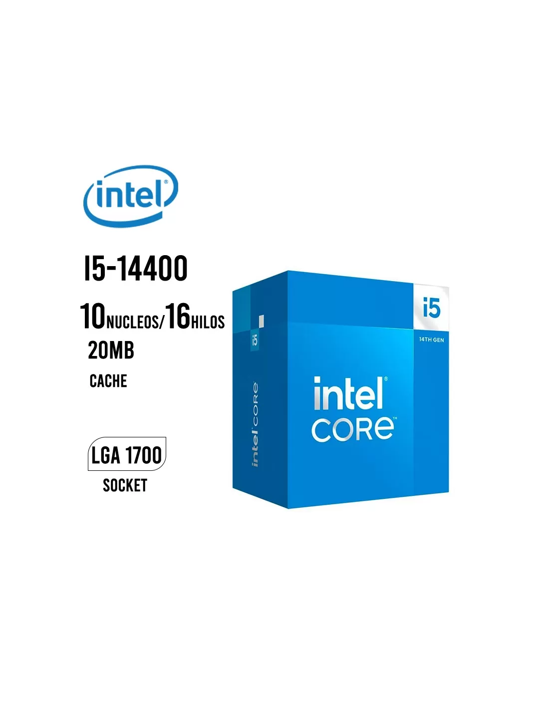 PROCESADOR INTEL CORE i5-14400, Cache 20 MB, Hasta 4.70 Ghz.