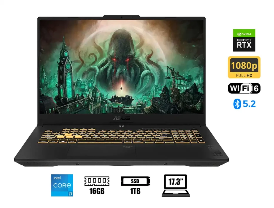 ASUS TUF F17  FX707VU-HX087 I7-13620 RAM 16GB SSD 1TB T. VIDEO RTX 4050 6GB 17.3 FHD IPS 144HZ MECHA GREY