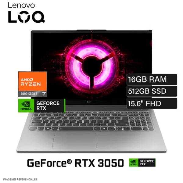 LENOVO LOQ RYZEN 7-7735HS, SSD 512GB, RAM 16GB, RTX 3050 6GB VRAM, 15.6 FHD