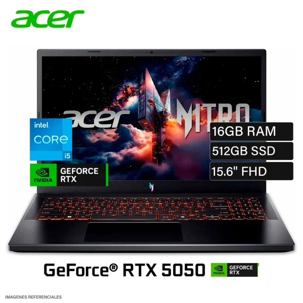 Acer Nitro V15- ANV15-52-57BB I5-13420H 16GB DDR4 512GB SSD RTX 5050 8GB 15,6” FHD IPS 165Hz