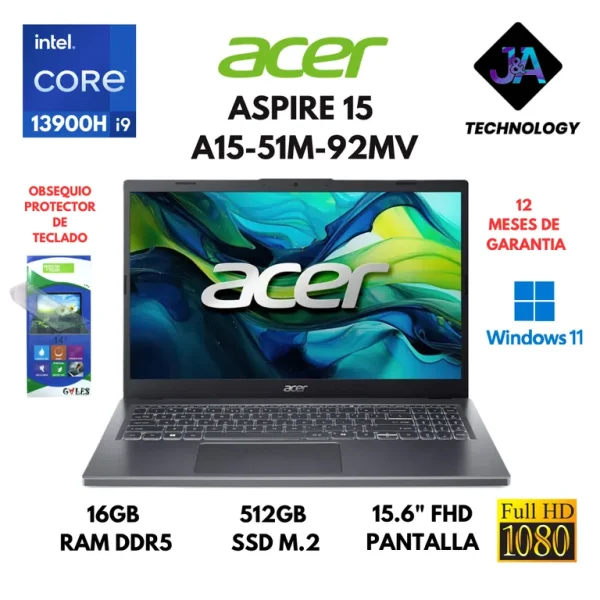 APTOP ACER ASPIRE 15 A15-51M-92MV CORE I9 13900H 16GB RAM 512GB SSD 15.6 FHD