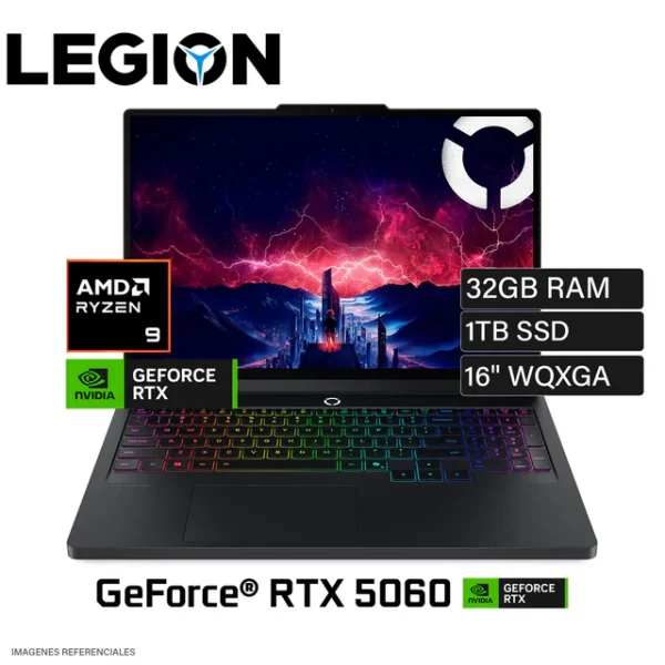 LENOVO LEGIÓN PRO 5 16ARD10 AMD RYZEN 9 8945HX 32GB DDR5 1TB SSD RTX 5060 8GB 16” WQXGA